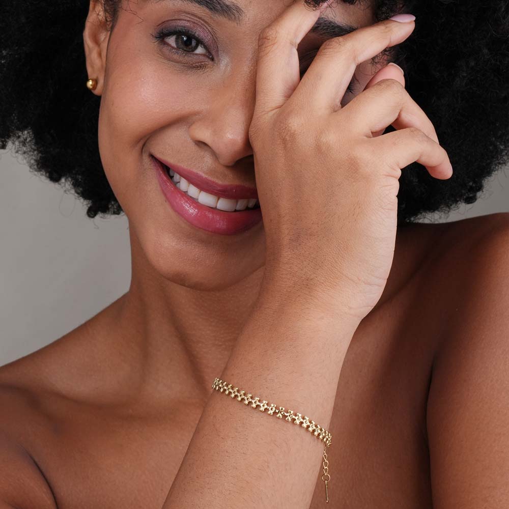 Gold Floral Link Bracelet