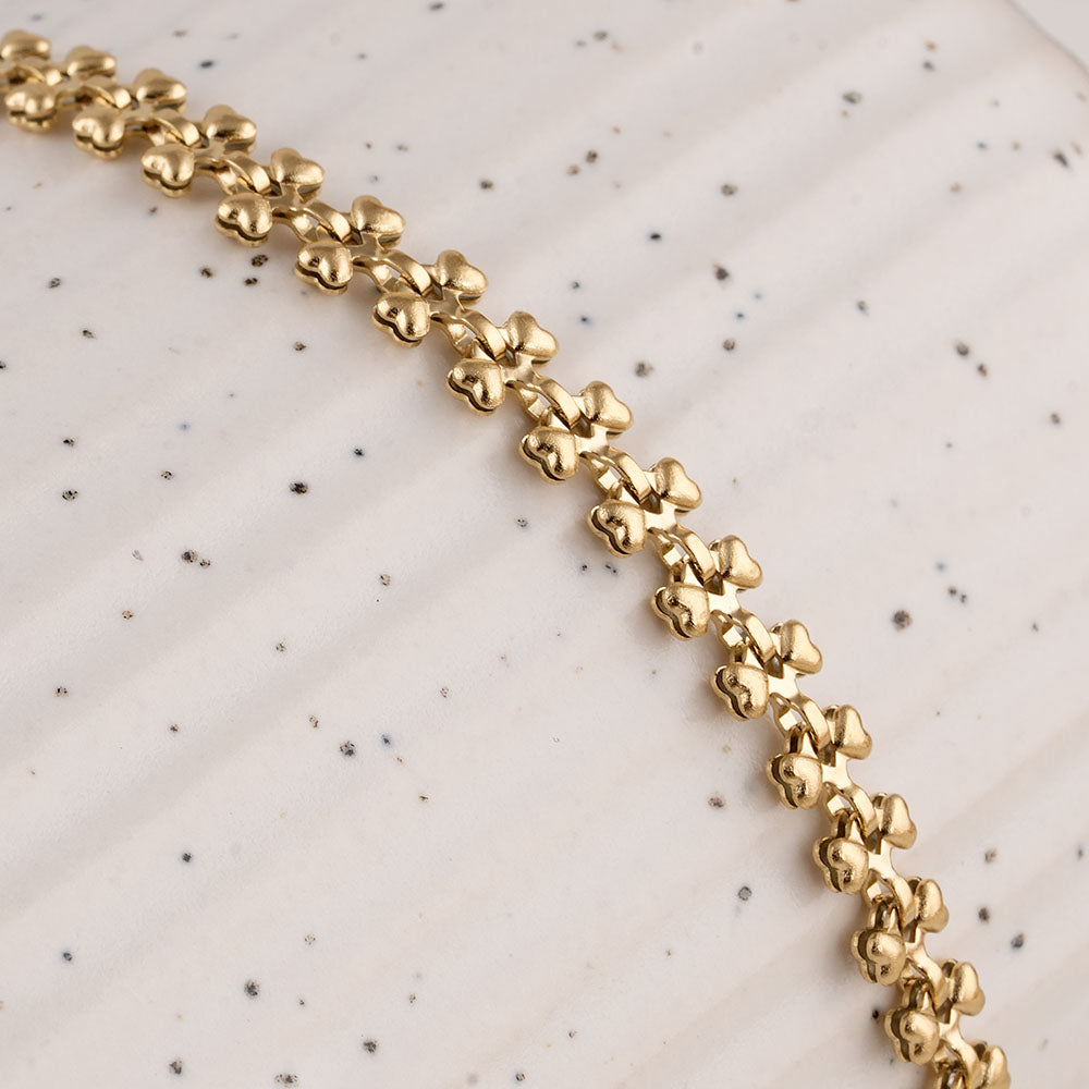 Gold Floral Link Bracelet