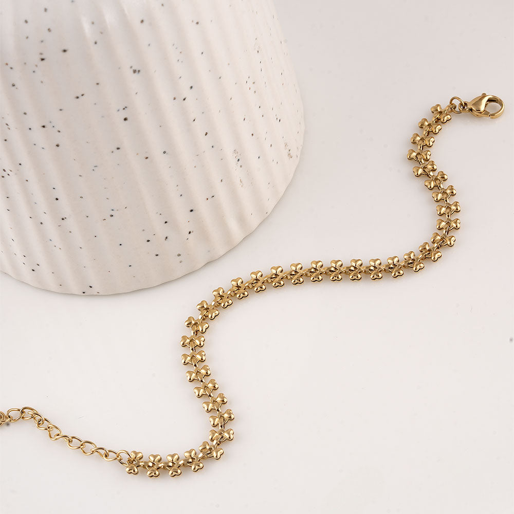 Gold Floral Link Bracelet