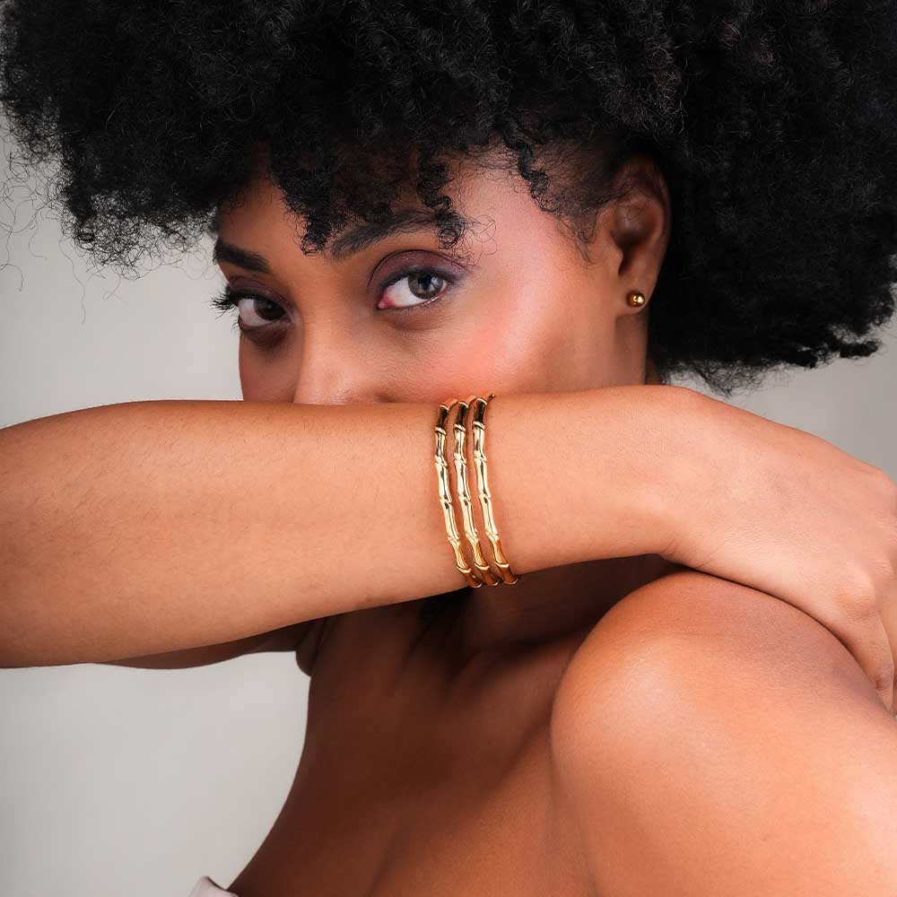Chunky Gold Ladder Cuff Bracelet