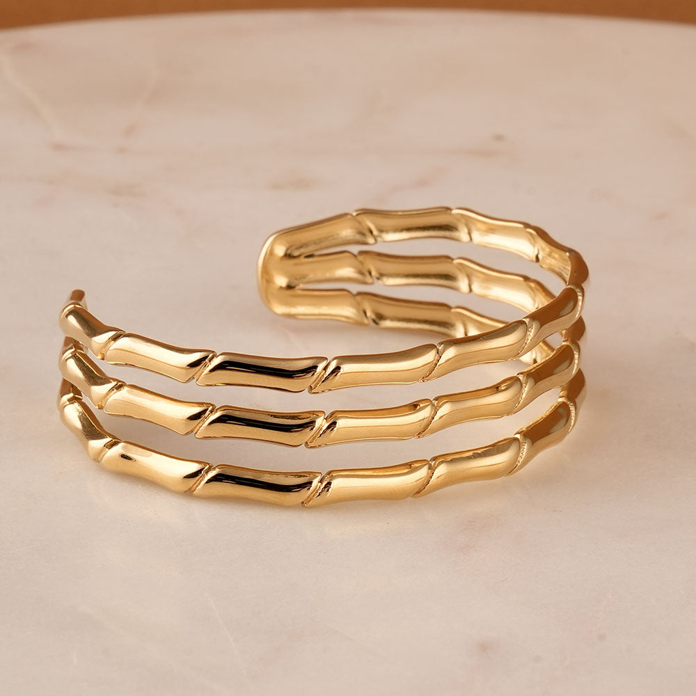 Chunky Gold Ladder Cuff Bracelet