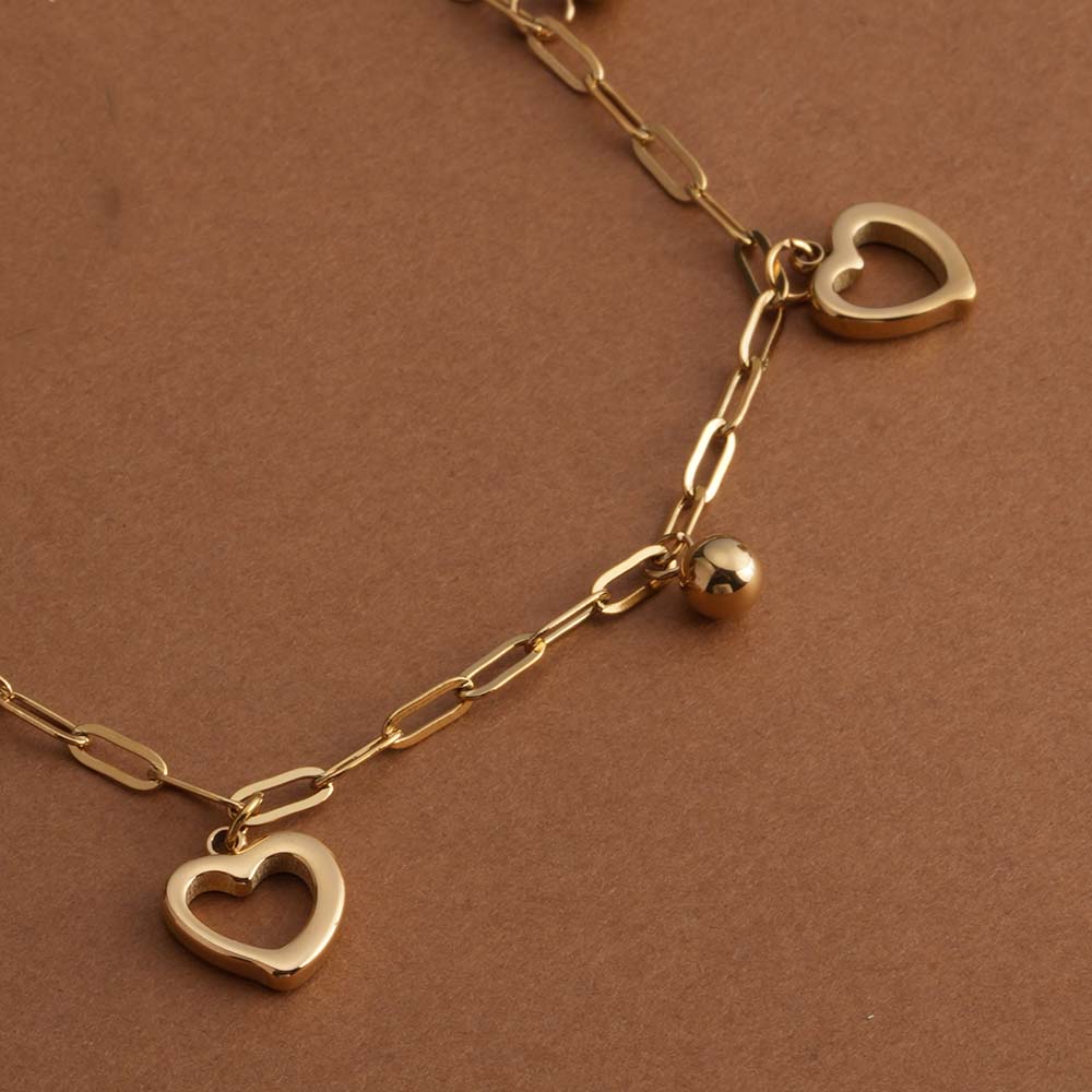 Openwork Heart Charm Bracelet