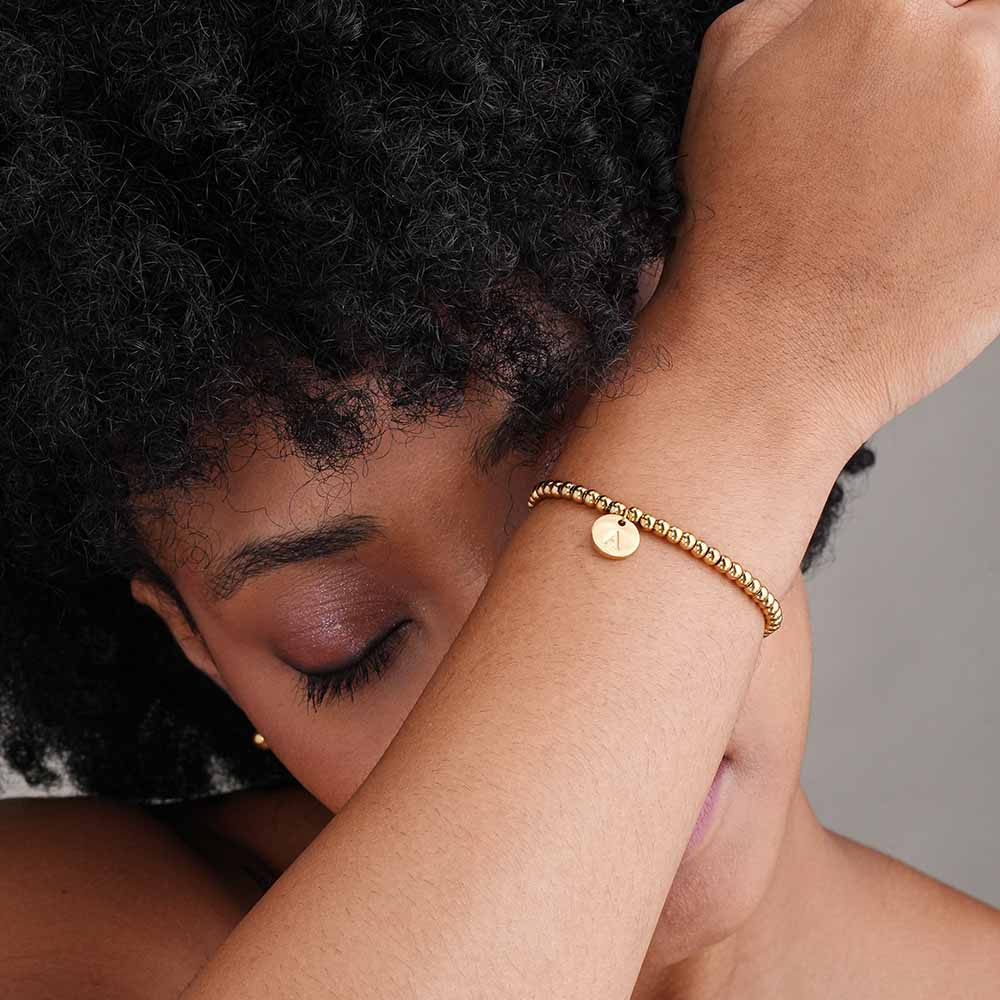 Gold Beaded Charm Bracelet