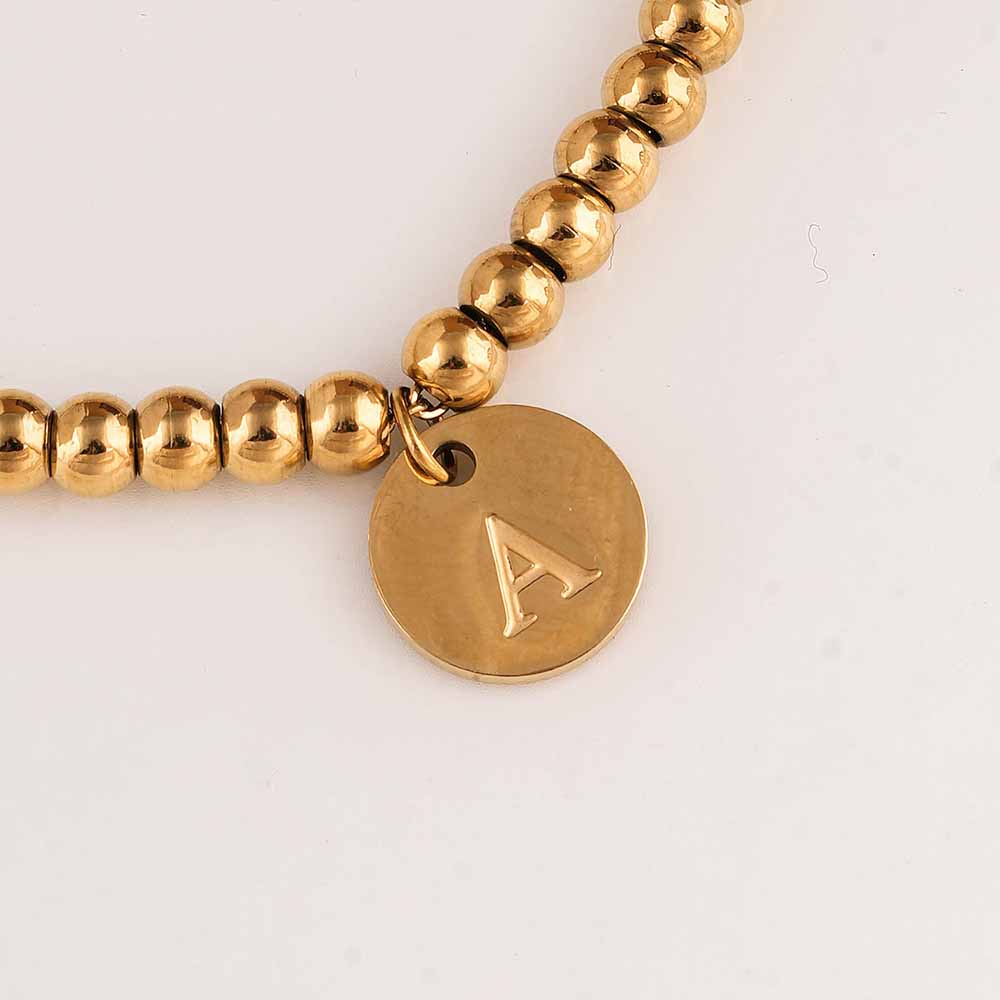 Gold Beaded Charm Bracelet