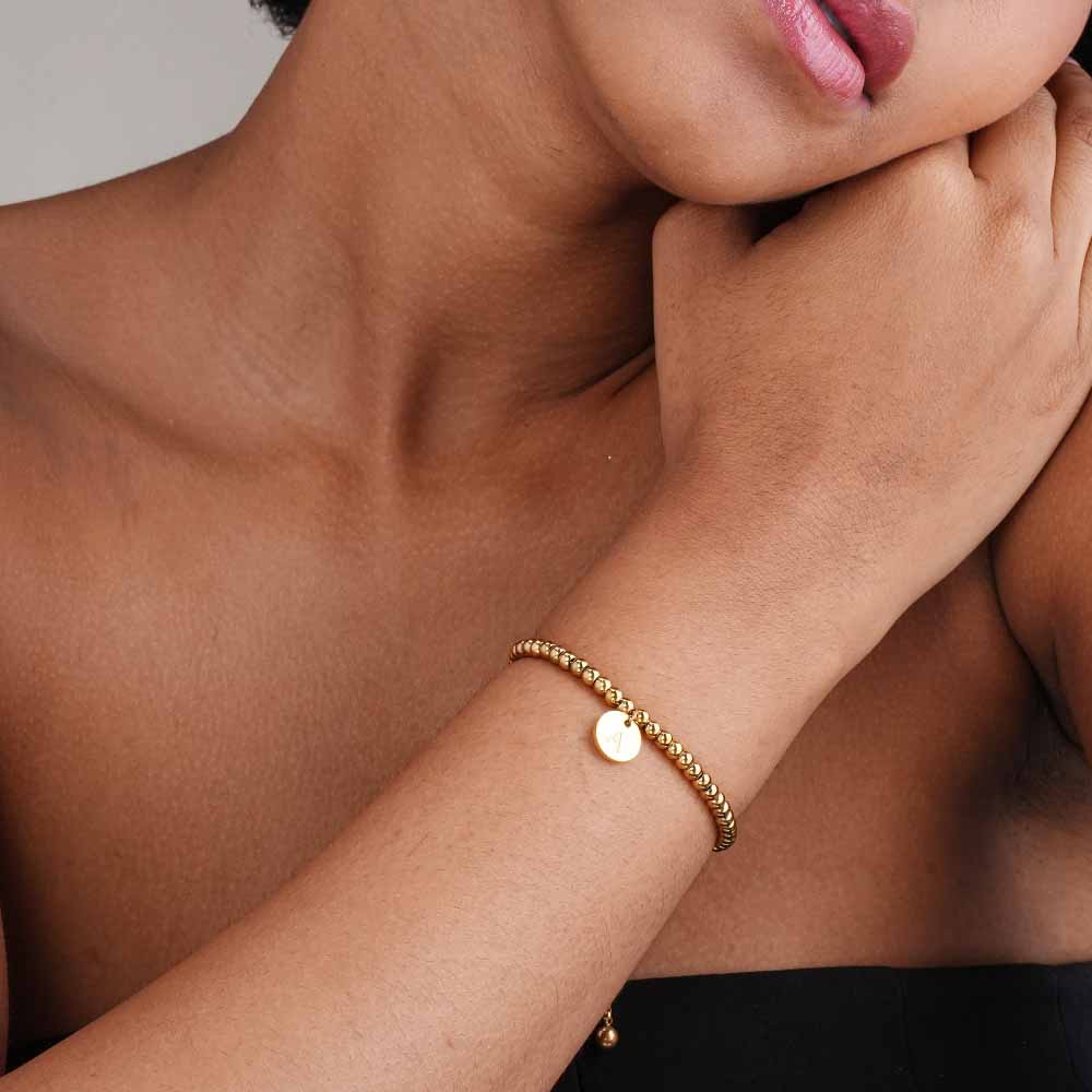 Gold Beaded Charm Bracelet