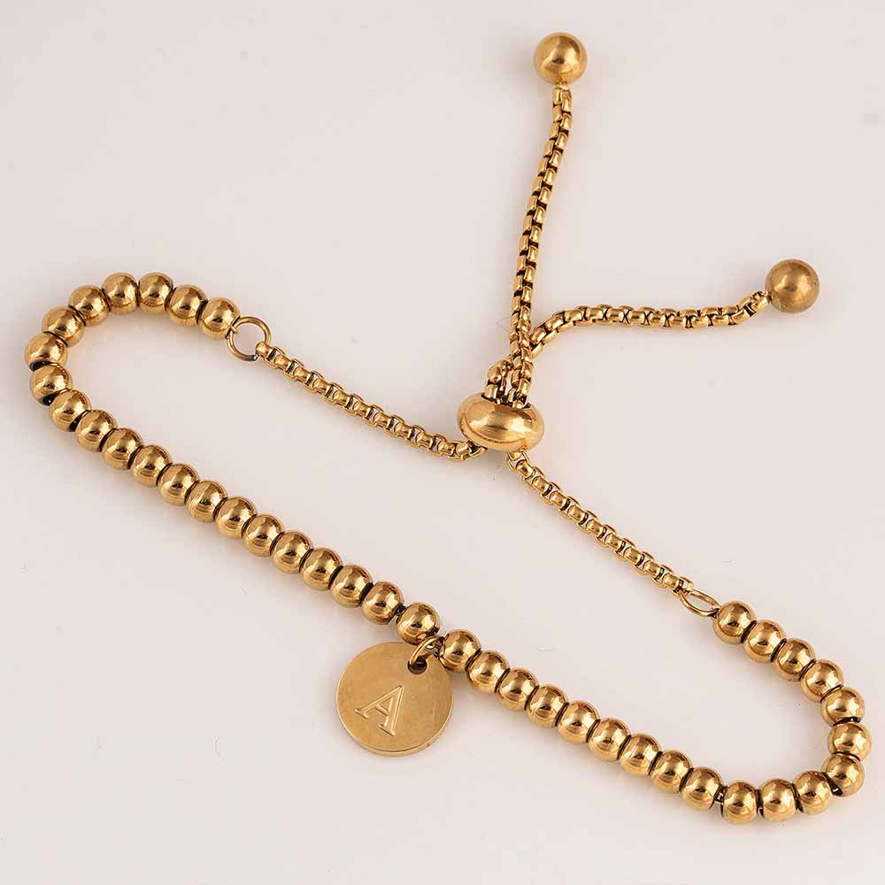 Gold Beaded Charm Bracelet