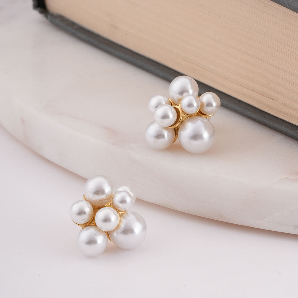 Pearl Cluster Stud Earrings