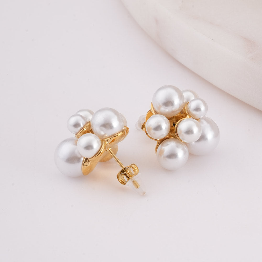 Pearl Cluster Stud Earrings