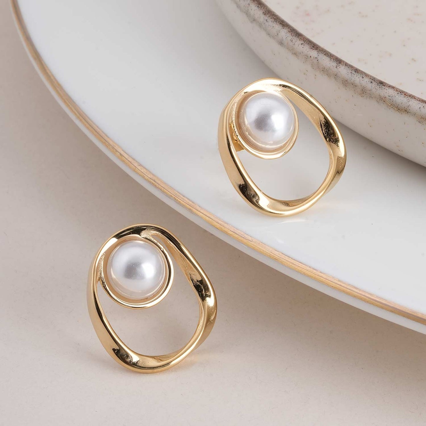 Pearl Center Abstract Earrings