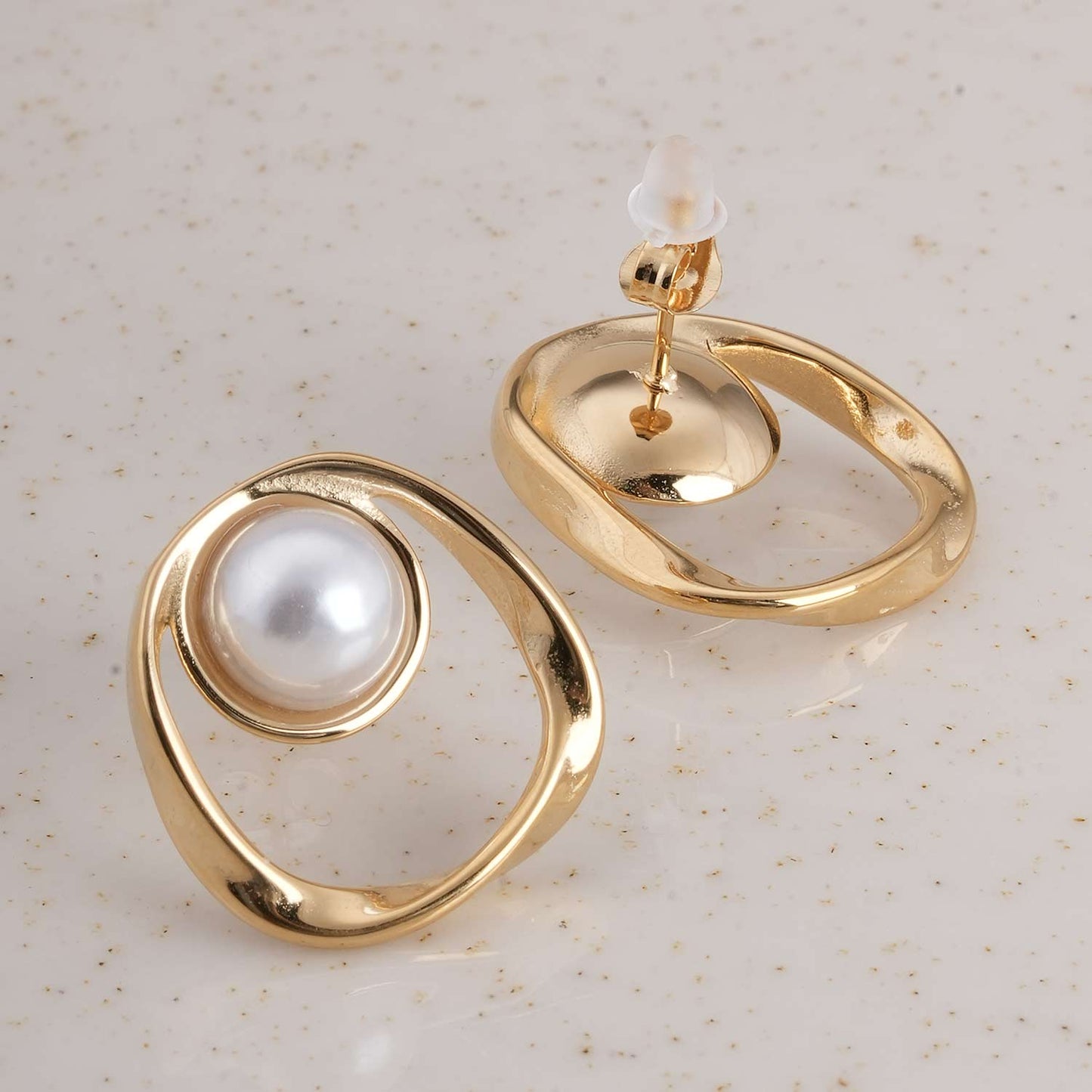 Pearl Center Abstract Earrings