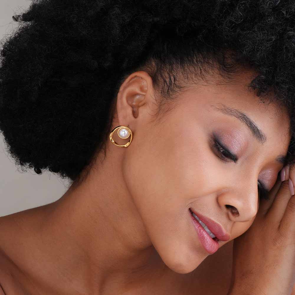Pearl Center Abstract Earrings