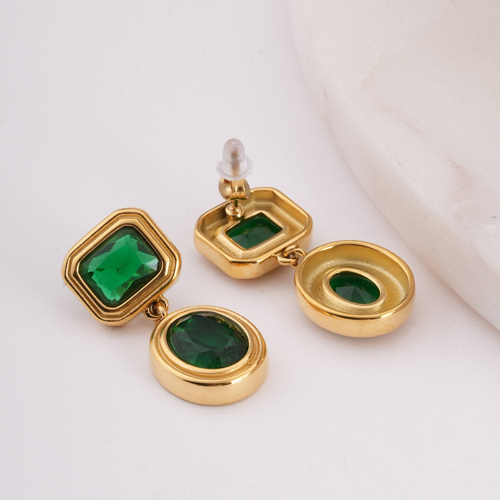 Green Gemstone Drop Earrings