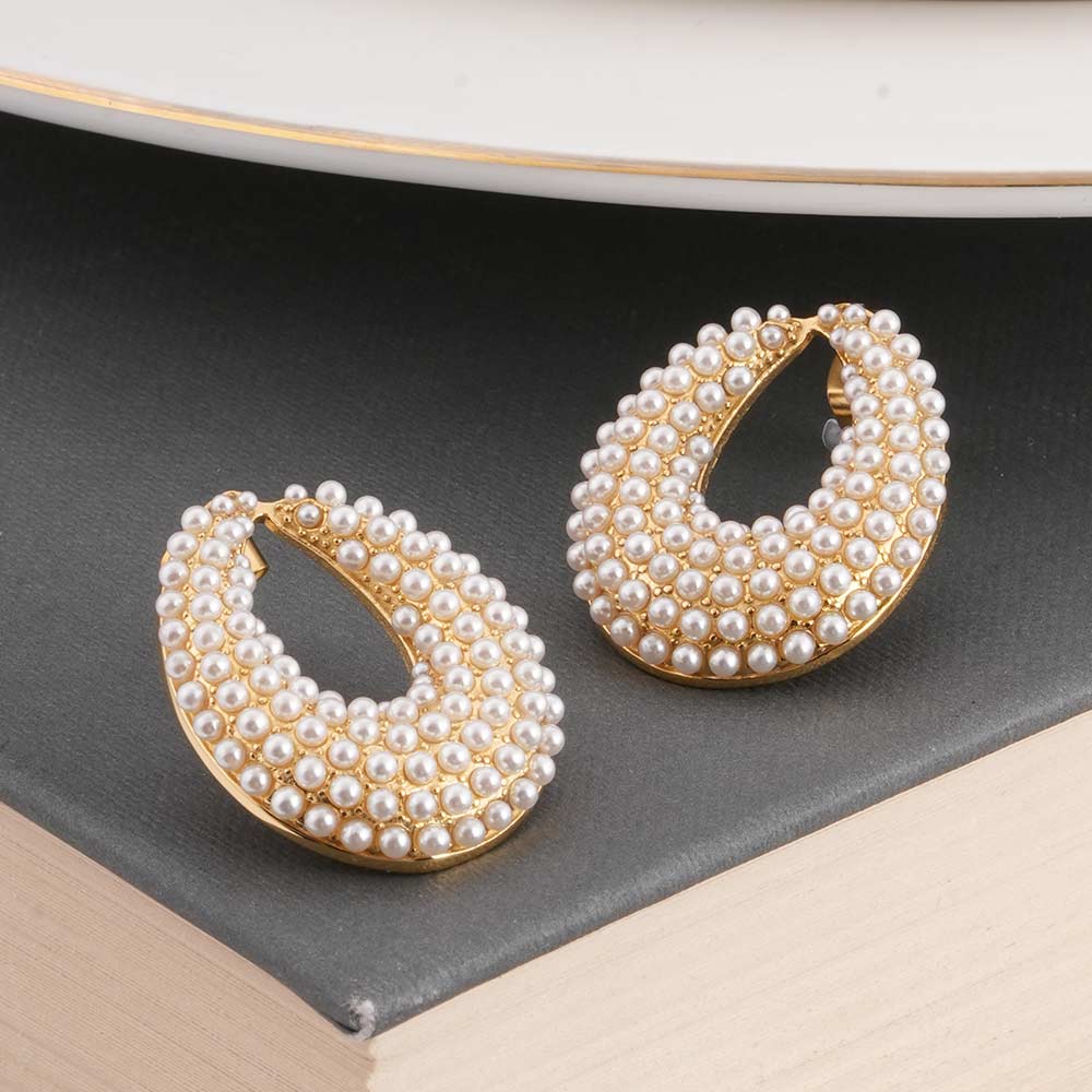 Pearl Oval Drop Earrings