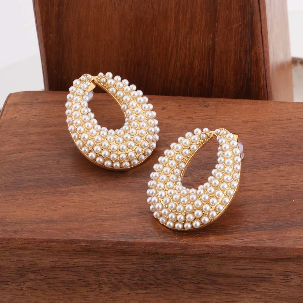 Pearl Oval Drop Earrings