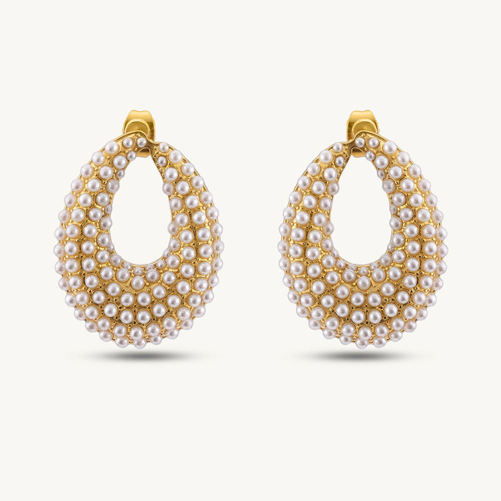 Pearl Oval Drop Earrings