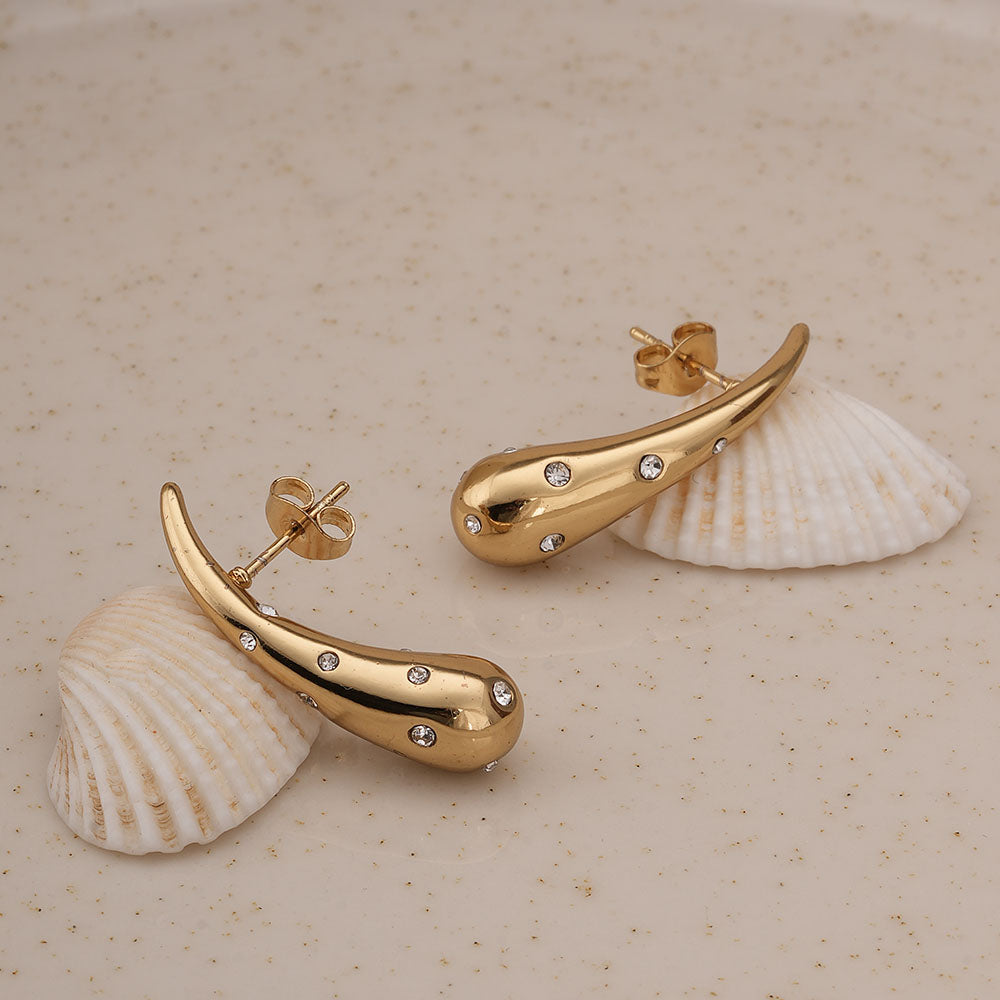 Golden Drizzle Crystal Earrings