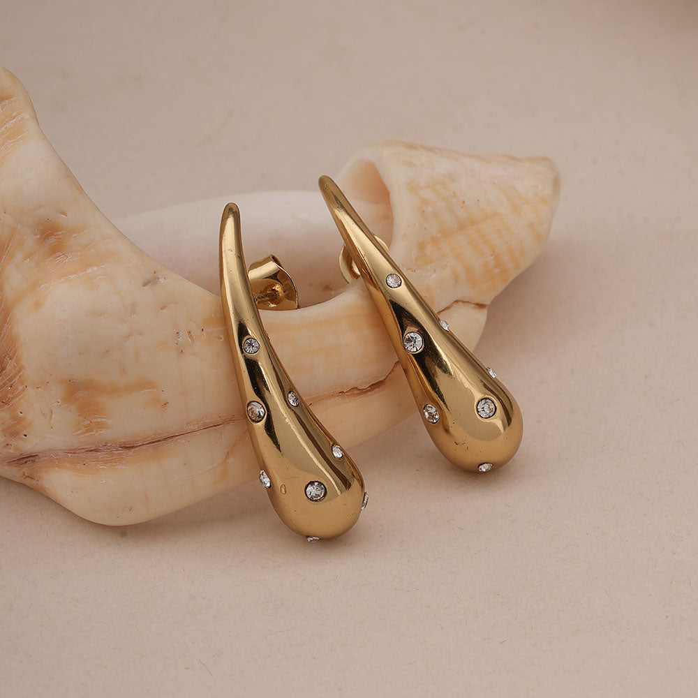 Golden Drizzle Crystal Earrings