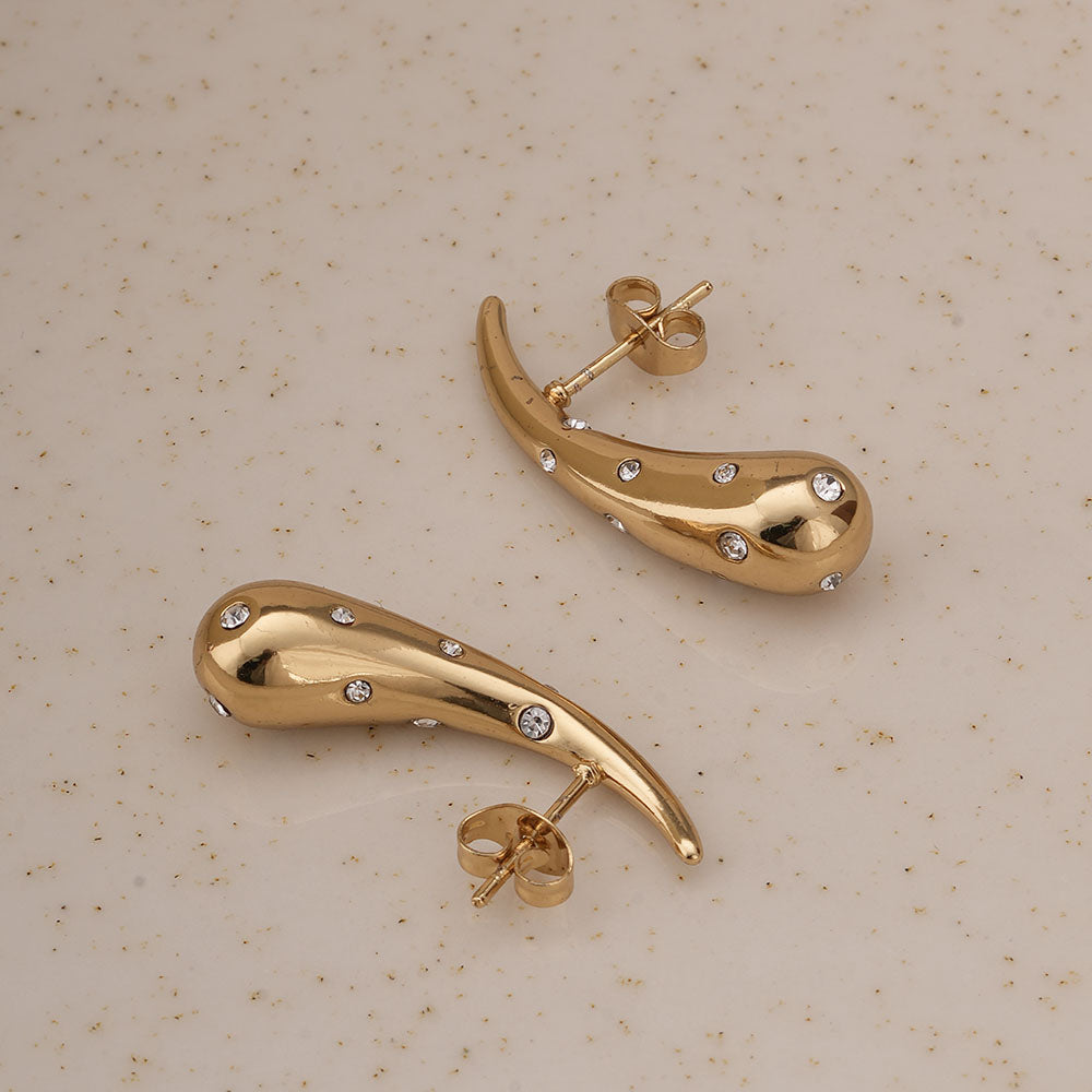 Golden Drizzle Crystal Earrings