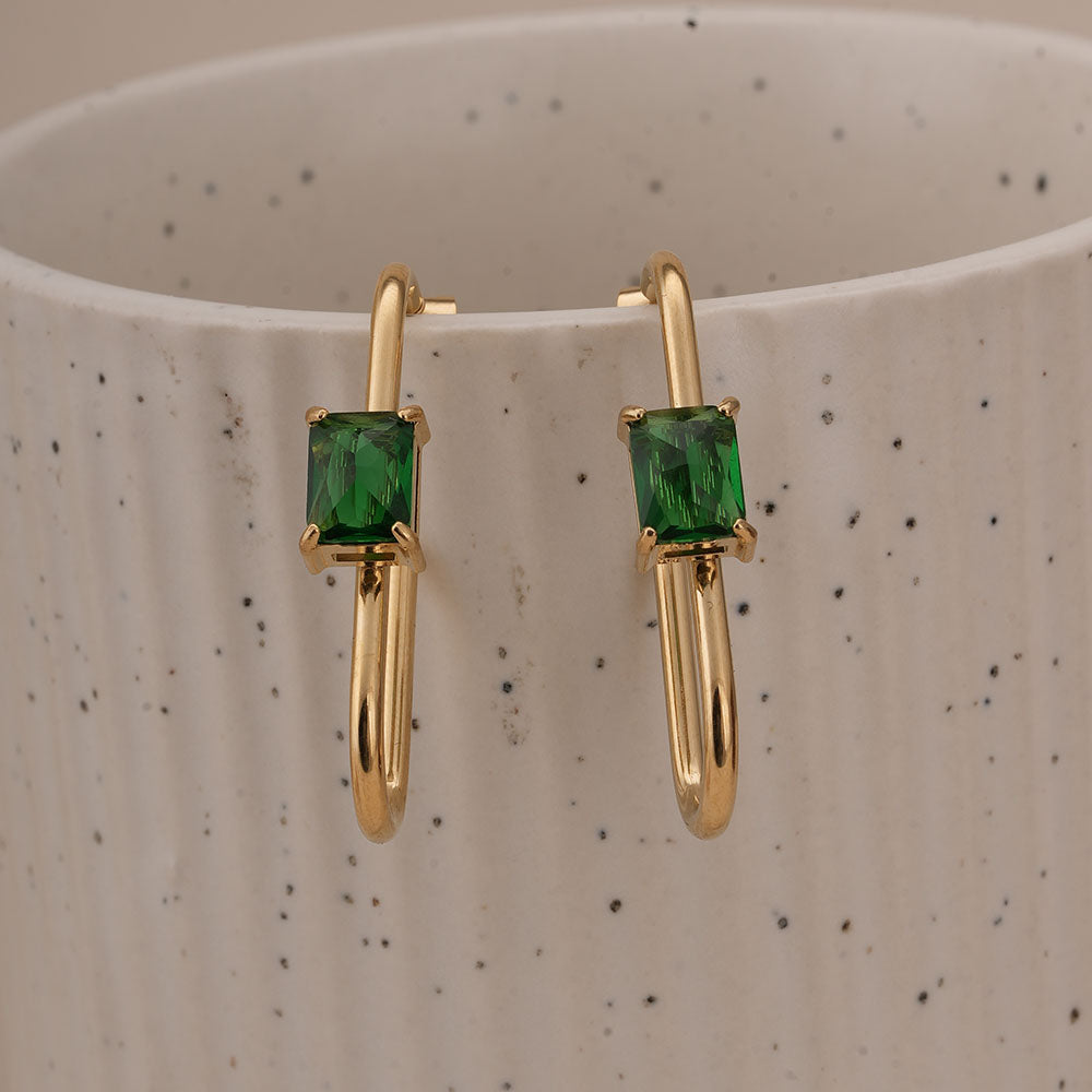 Emerald Twist Geometric Earrings