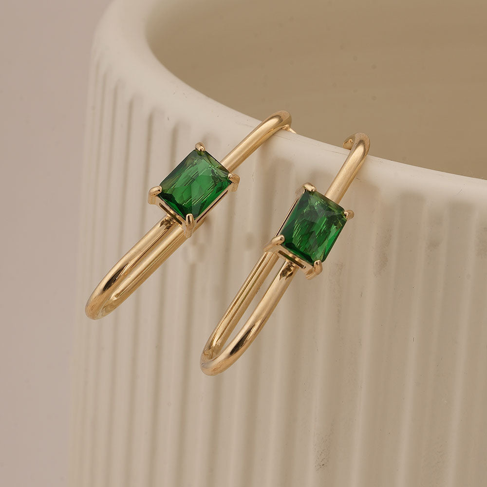 Emerald Twist Geometric Earrings