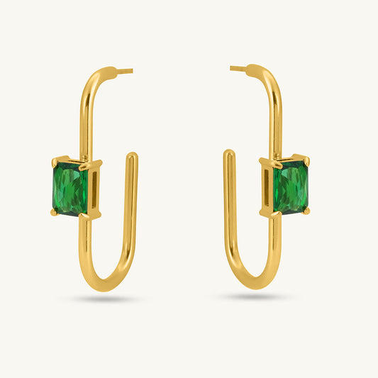 Emerald Twist Geometric Earrings
