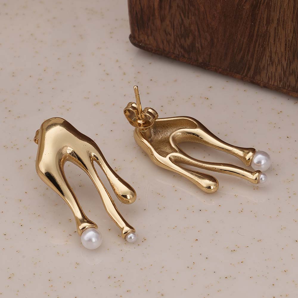 Golden Drip Pearl Earrings