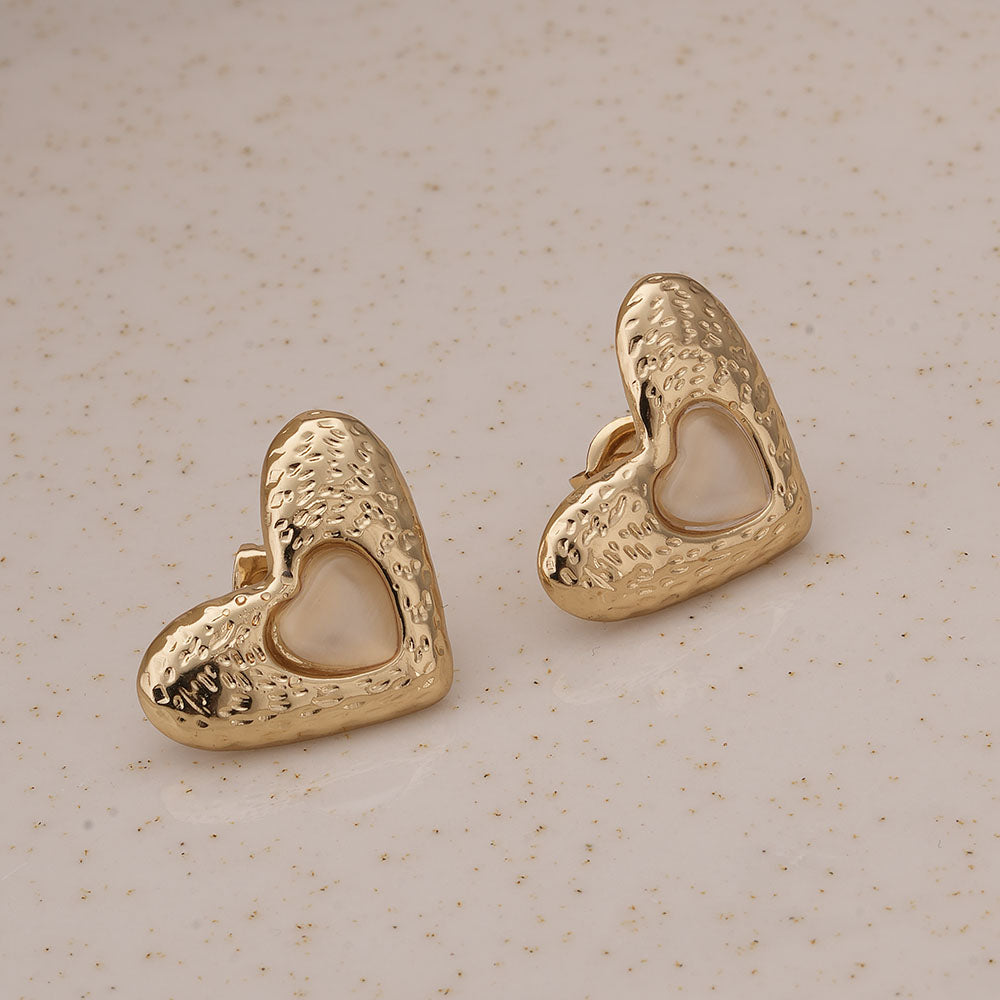 Vintage Gold Heart Studs
