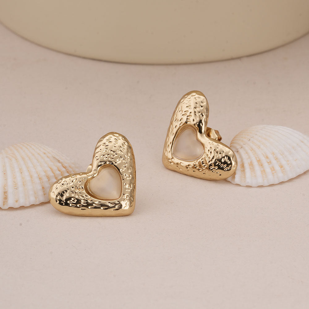 Vintage Gold Heart Studs