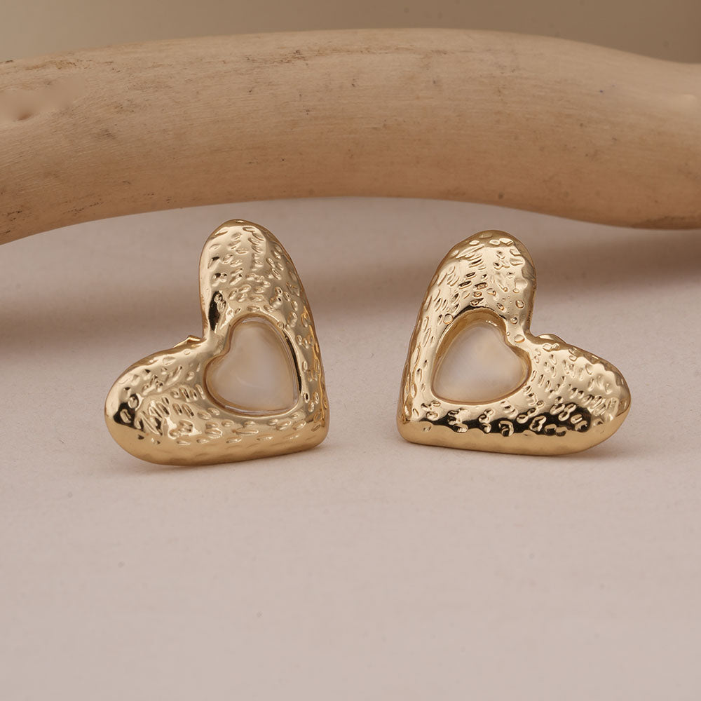 Vintage Gold Heart Studs