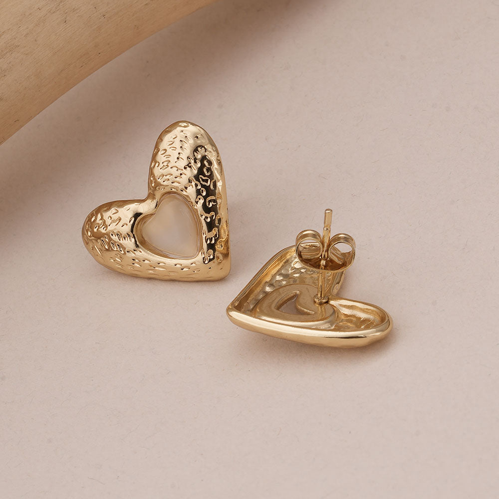 Vintage Gold Heart Studs