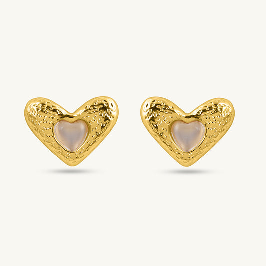 Vintage Gold Heart Studs
