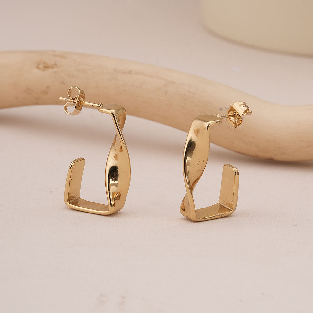 Twisted Gold Hoop Earrings