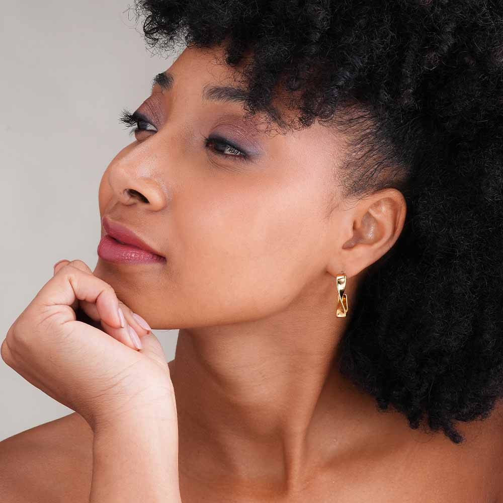 Twisted Gold Hoop Earrings