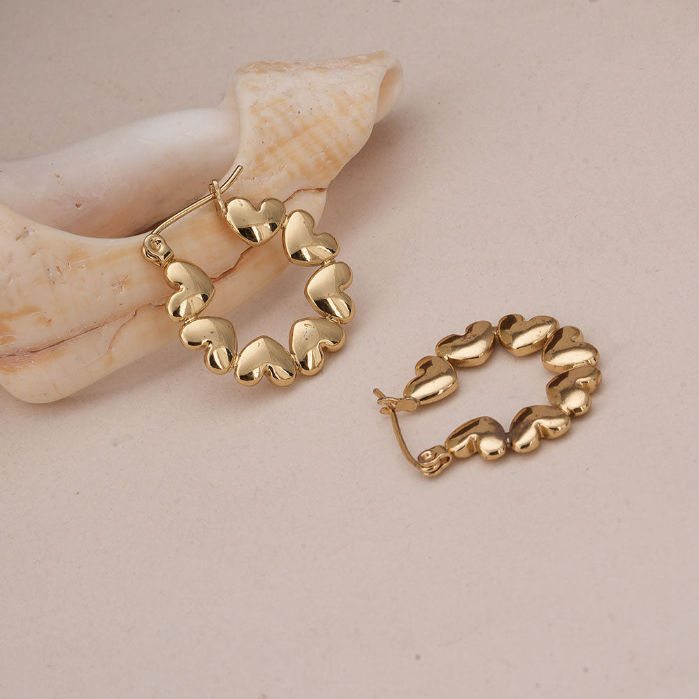 Heart Link Hoop Earrings