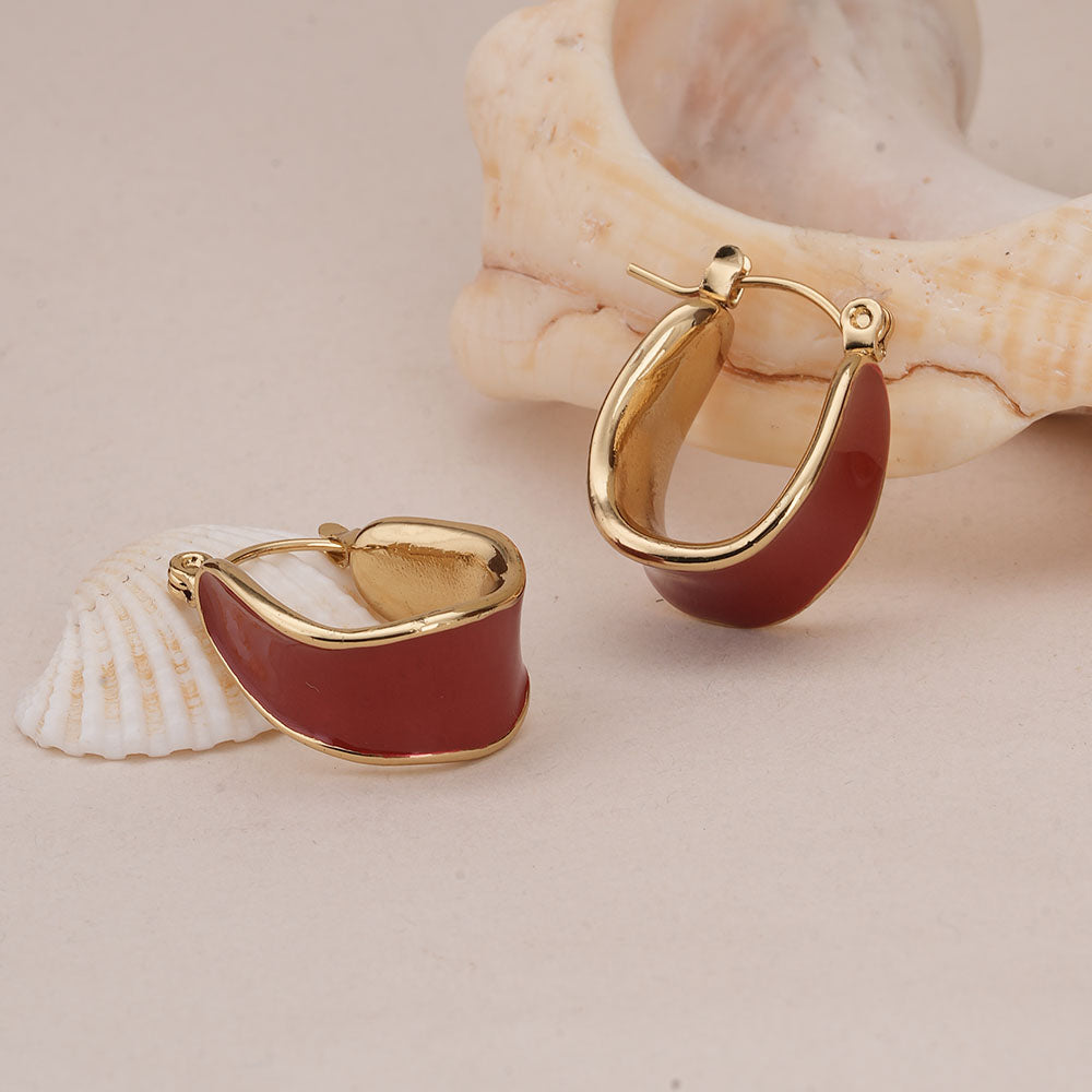 Red Enamel Hoop Earrings