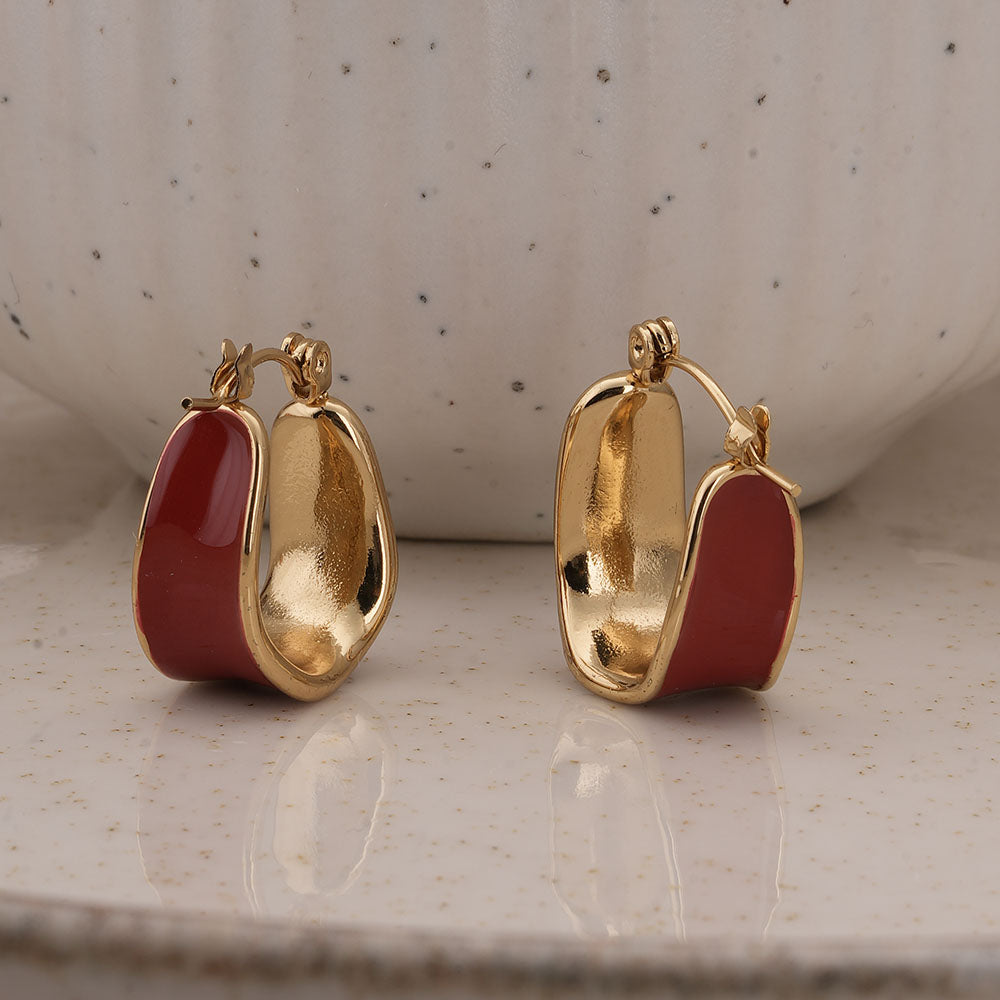 Red Enamel Hoop Earrings