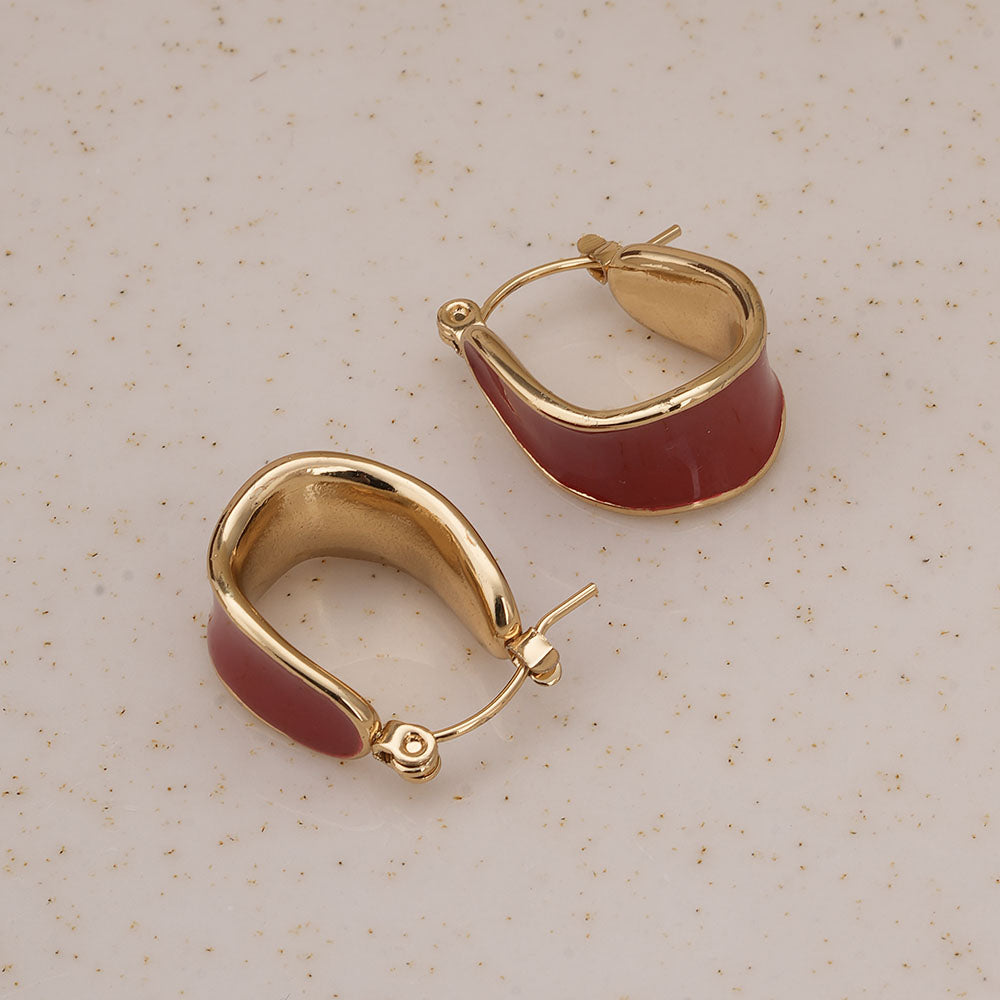 Red Enamel Hoop Earrings