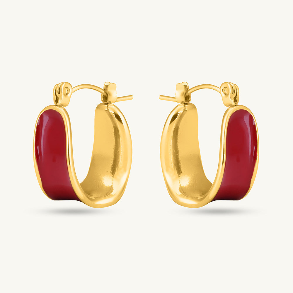 Red Enamel Hoop Earrings