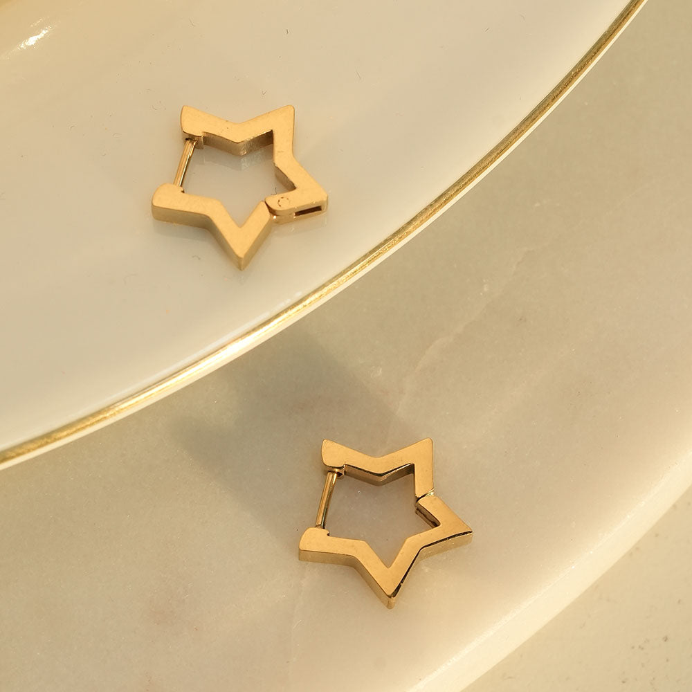 Outline Star Huggie Earrings
