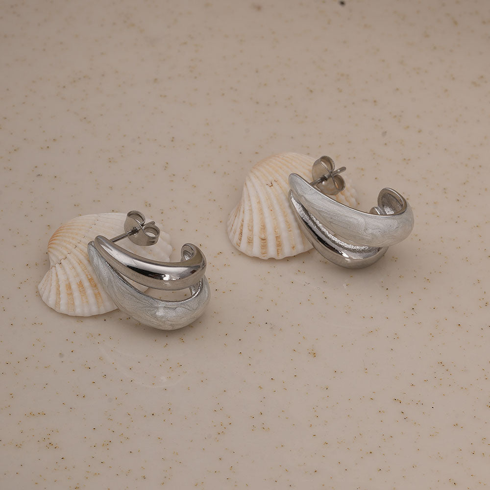 Two-Tone Stud Earrings