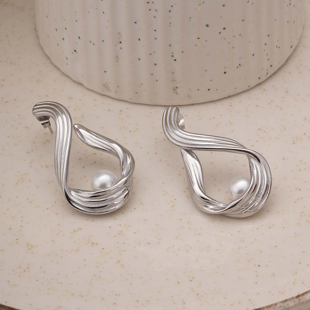 Single Pearl Silver Earrings