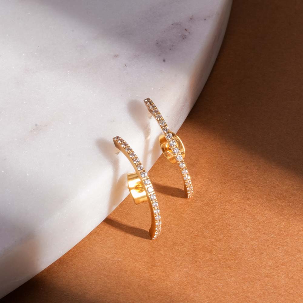 Moon Diamond Stud Earrings