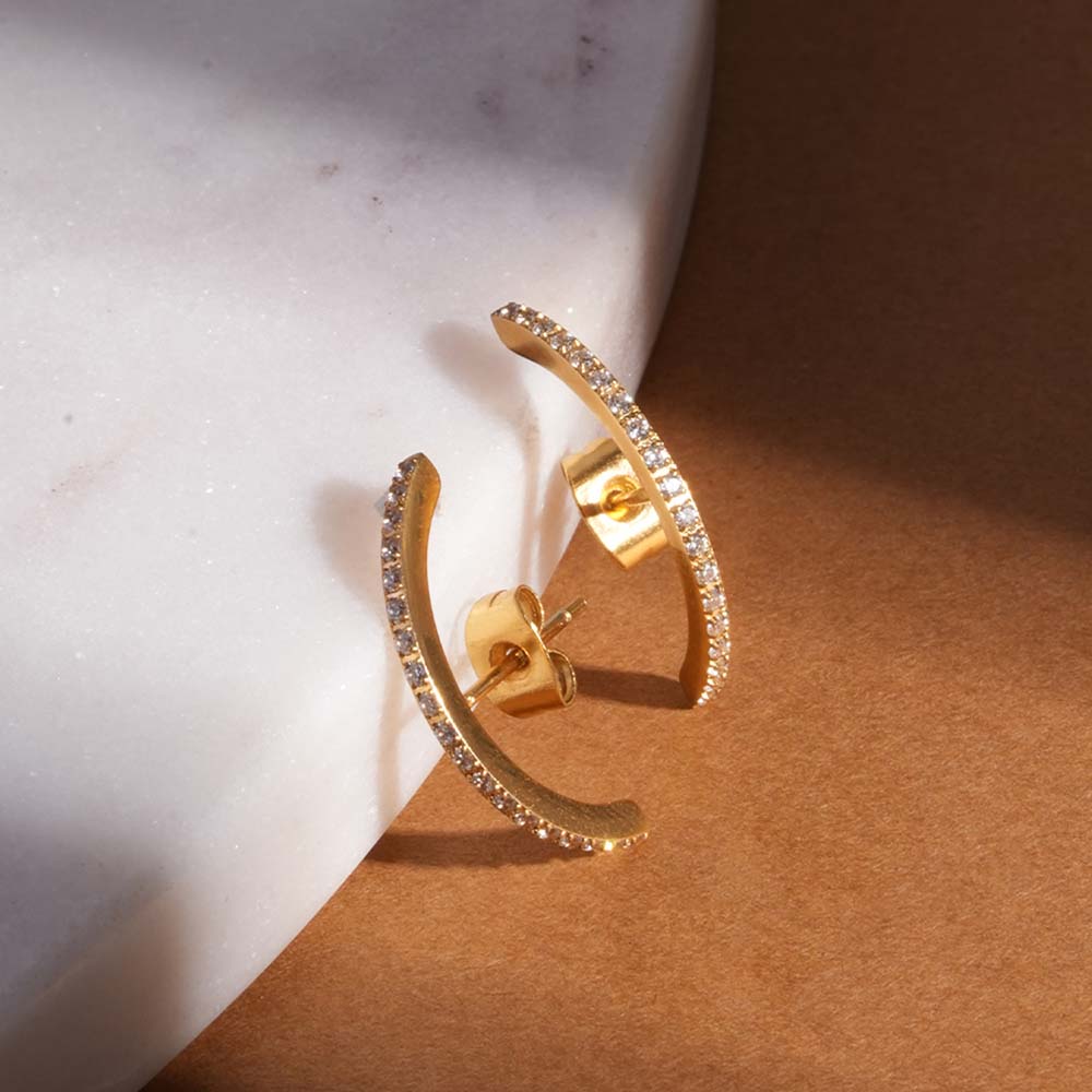 Moon Diamond Stud Earrings