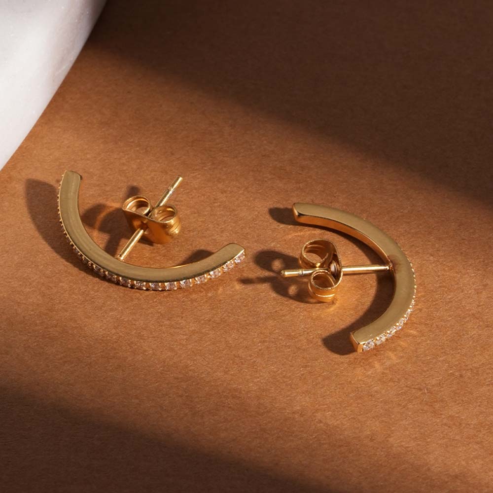 Moon Diamond Stud Earrings