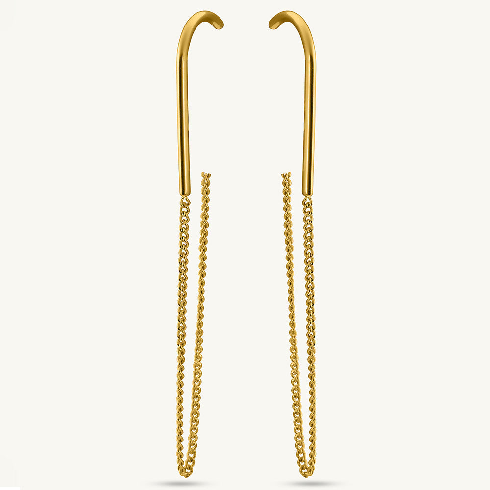 Gold Chain Drop Hook Earrings