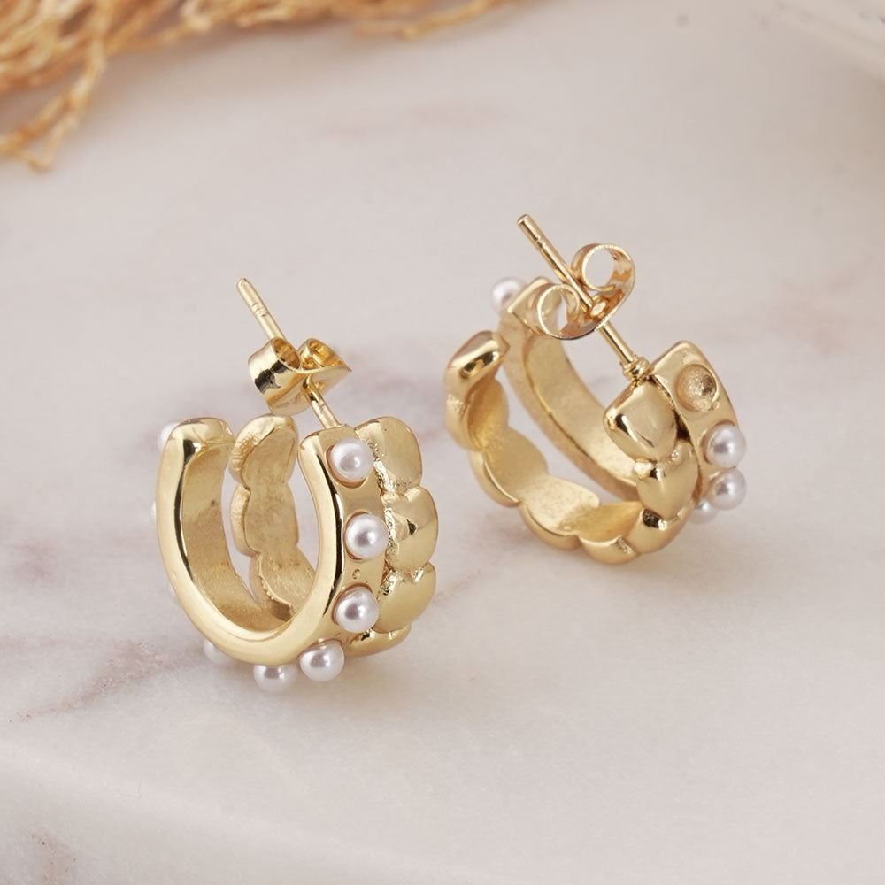 Pearl C Hoop Earrings