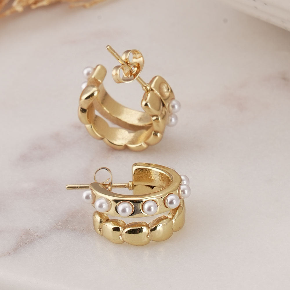 Pearl C Hoop Earrings