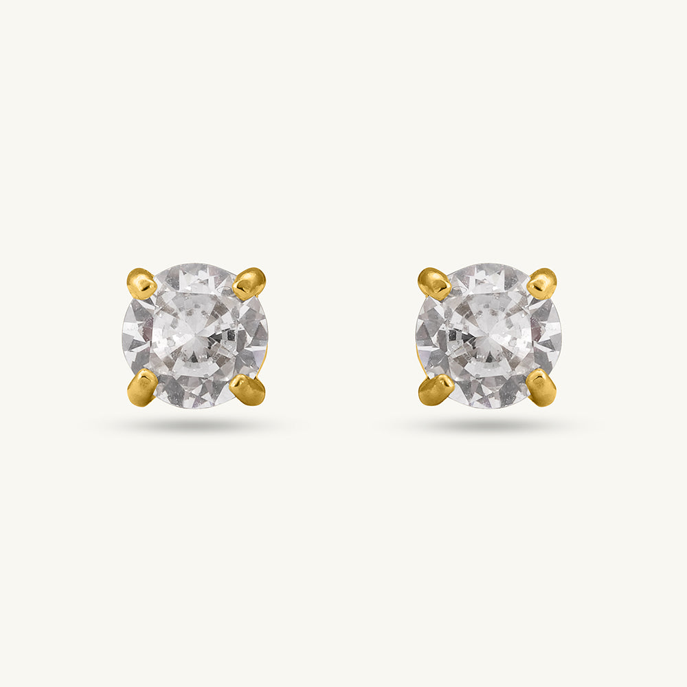 Solitaire Round Diamond Stud Earrings