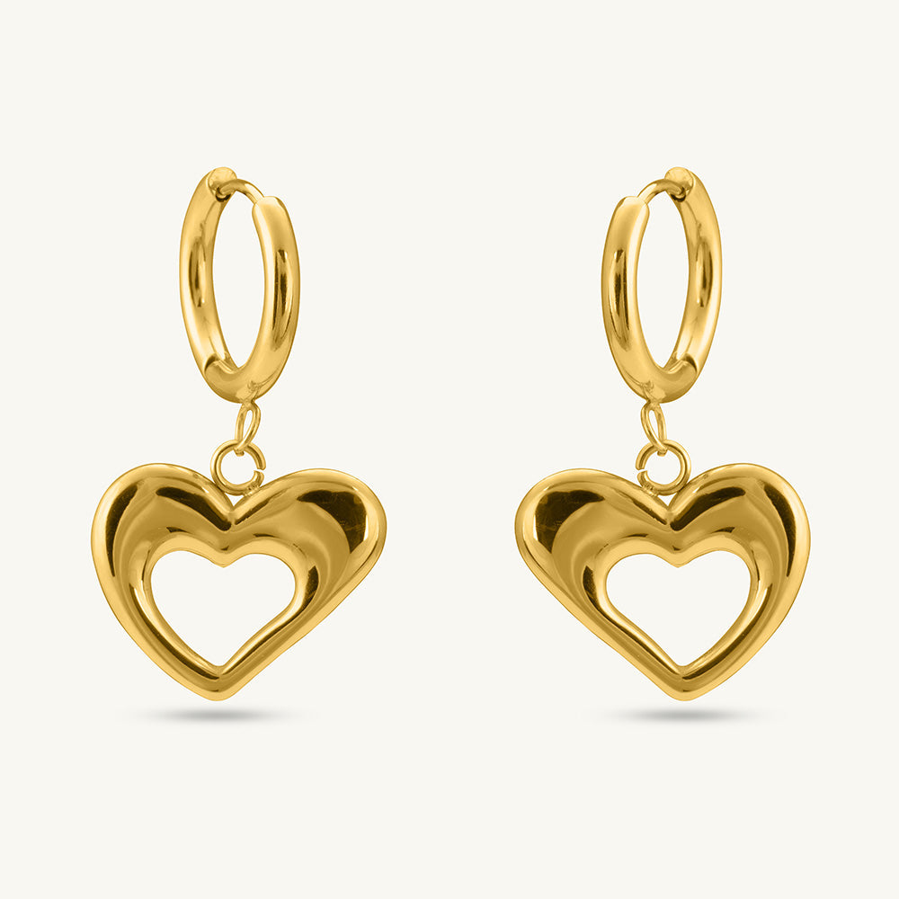 Dangling Heart Hoop Earrings