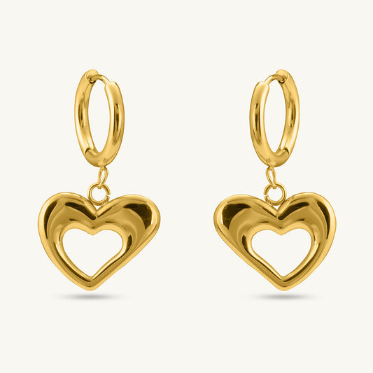 Dangling Heart Hoop Earrings